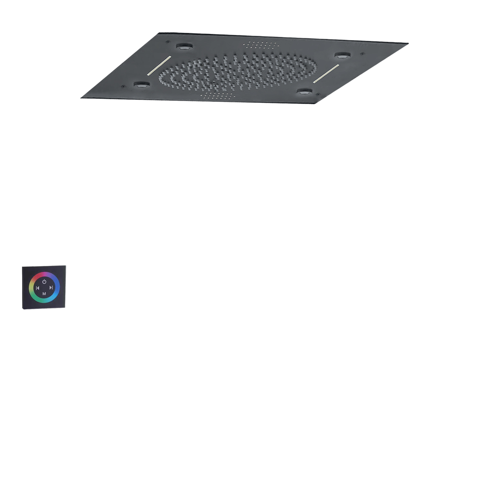 Música inteligente cabezal de ducha multifunción lluvia niebla cascada cortina de agua Control remoto LED ducha de baño