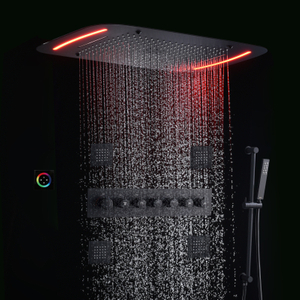 Ducha de lluvia negra mate 71X43 CM LED termostática baño ducha empotrada con Spa Hydro Jet duchas