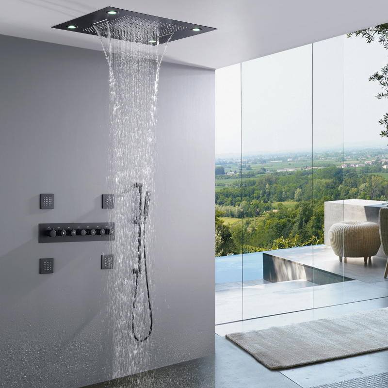 Sistema de ducha con bañera LED, cabezal de ducha tipo lluvia para baño, conjunto combinado de mano