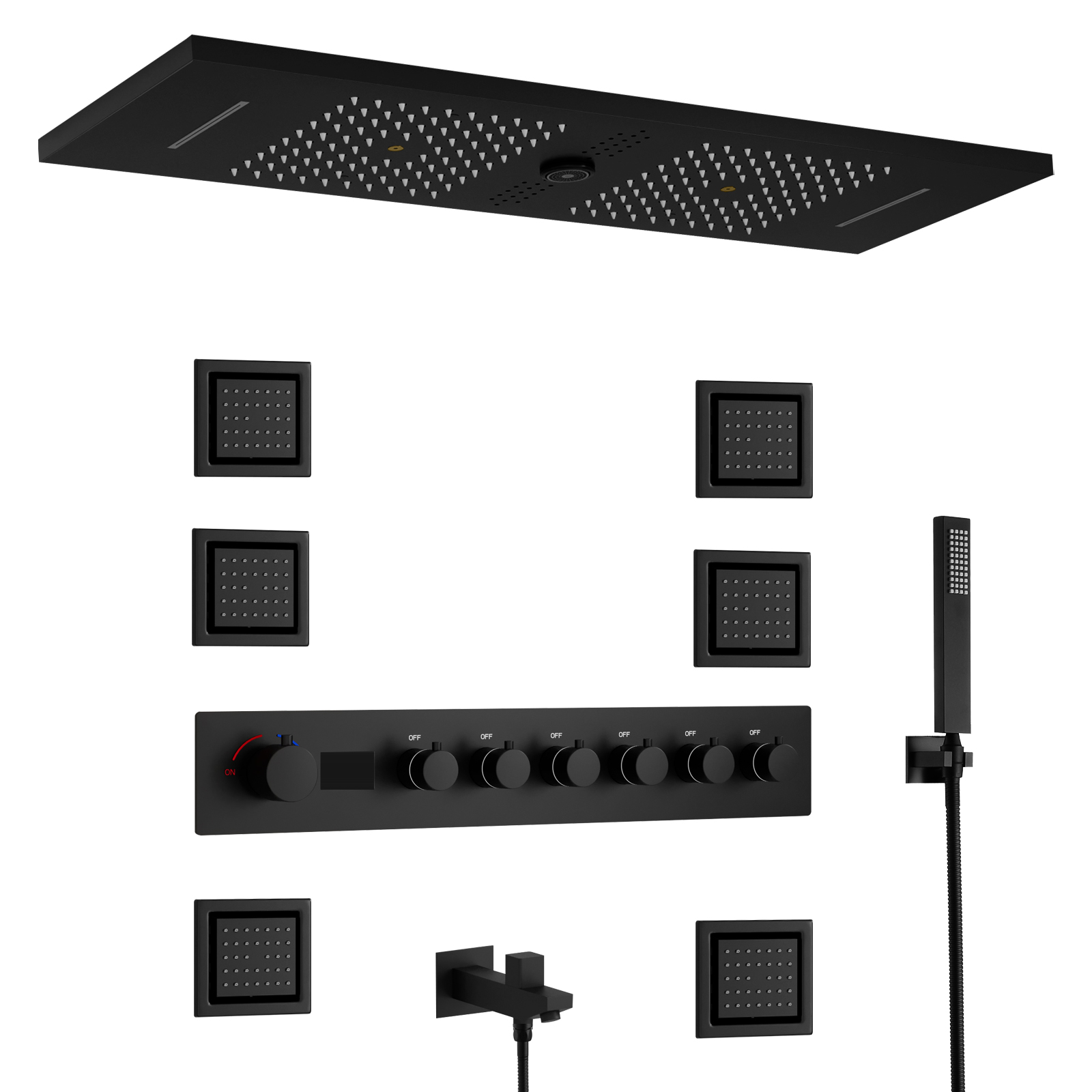 cabezal de ducha con luz led bluetooth