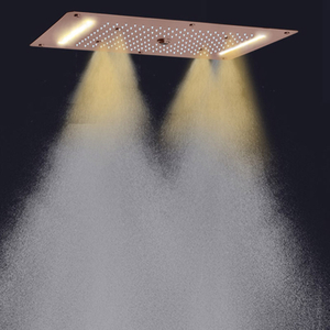 Grifos de ducha marrones 70X38 CM LED baño Spa ducha cascada lluvia atomizador sistema de ducha de burbujas