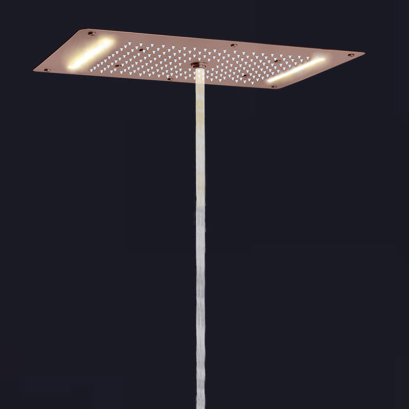 Grifos de ducha marrones de estilo europeo, LED de 70x38 CM, ducha de masaje para baño, cascada, lluvia, burbuja atomizadora