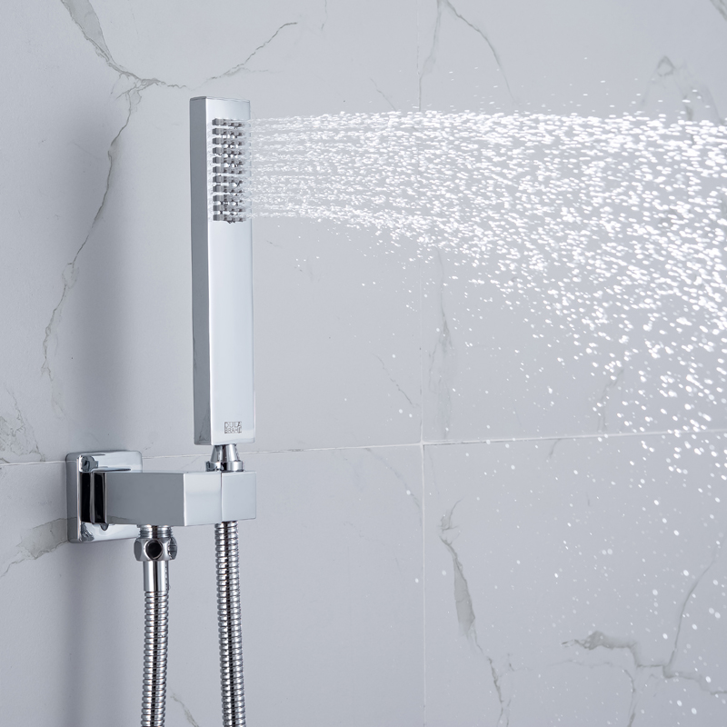 Juego de cabezal de ducha de lluvia para baño cromado, ducha termostática de niebla para baño LED de 14 x 20 pulgadas