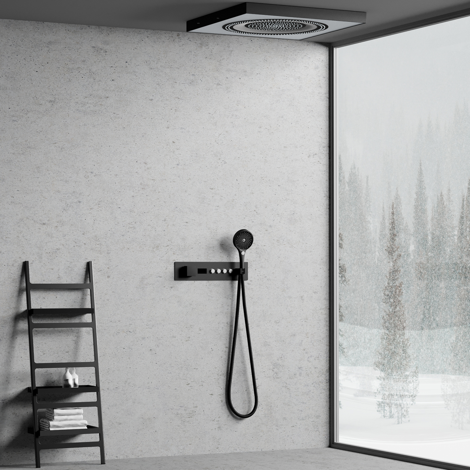 Cabezal de ducha LED, rociador de lluvia, juego de bañera, mezclador de ducha oculto, manija de válvula de ducha