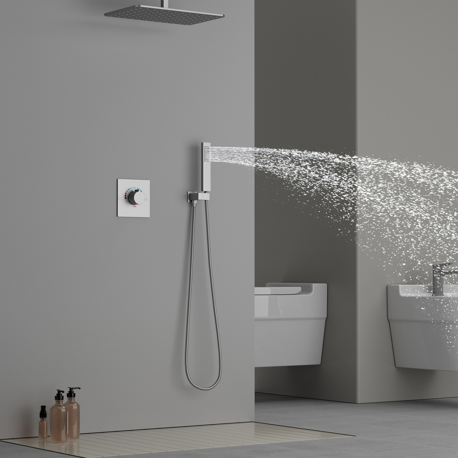 Sistema de ducha de lluvia cepillado moderno, juego de mezclador de ducha de baño de lluvia para Hotel Villa